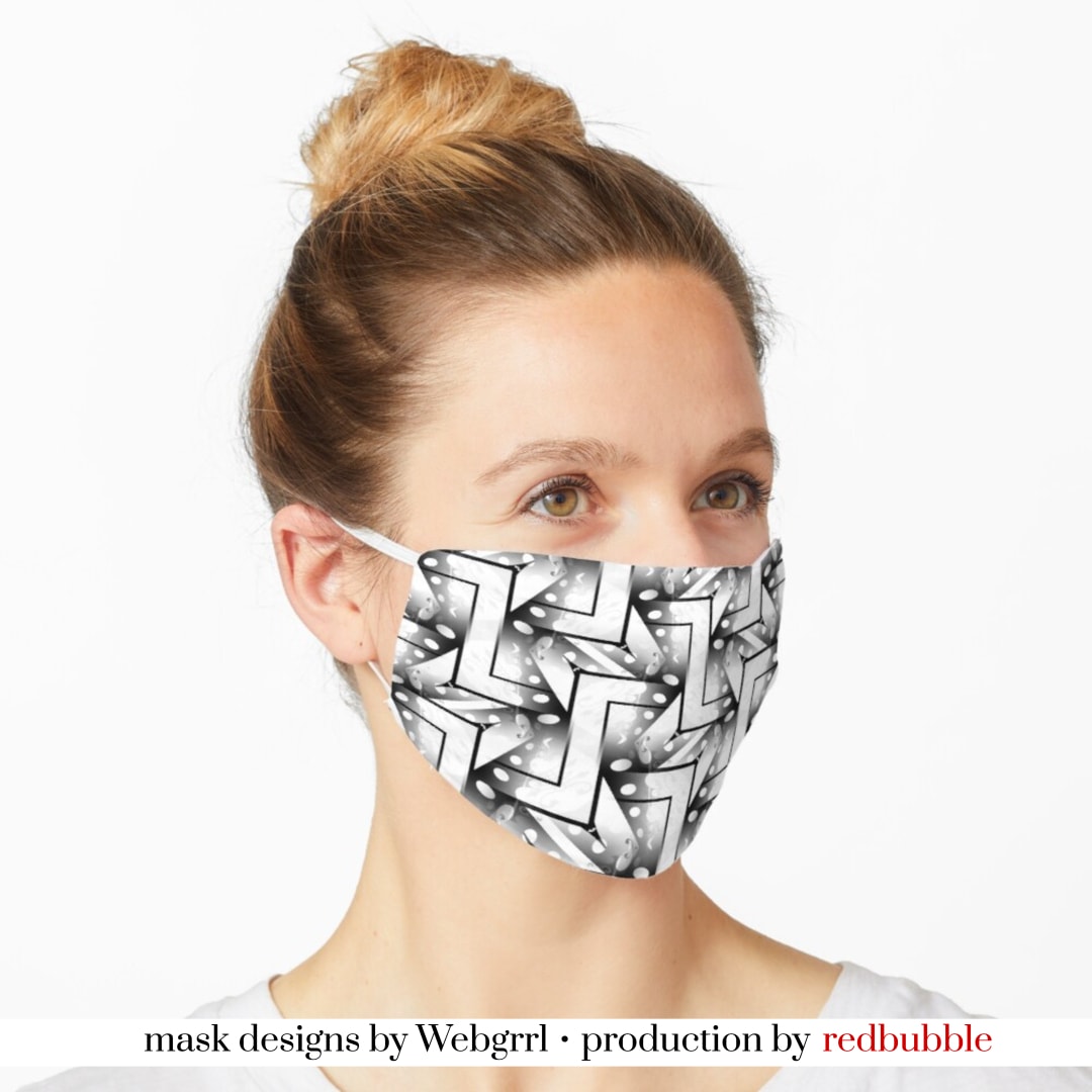 2-Tones Black and White Pattern-4  Mask • Designed by webgrrl