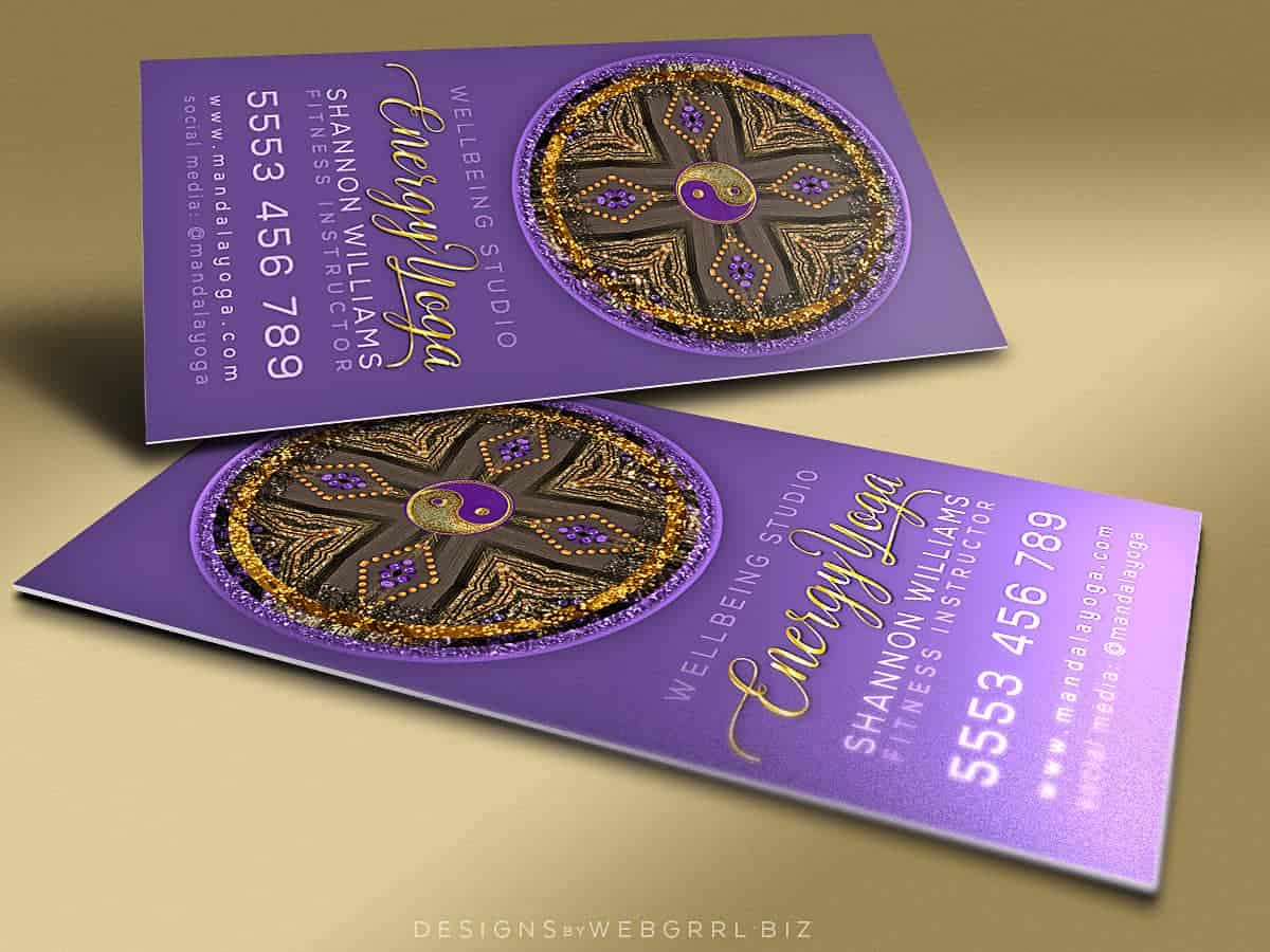 Yin Yang Gold Mandala • Purple Business Card Template