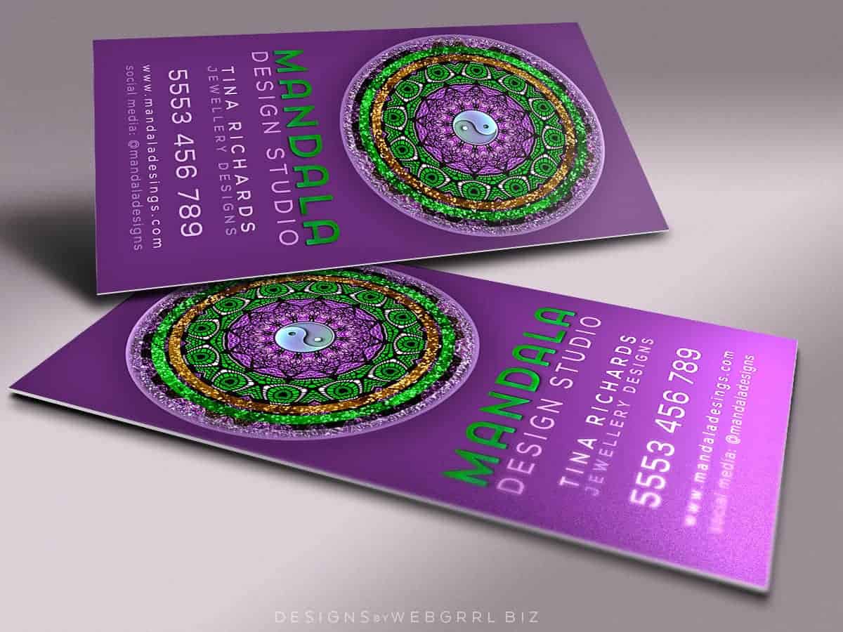 Purple Green Mandala • Business Card template