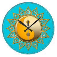 Aqua Gold YinYang Tuscan Sun Home Decor Clock