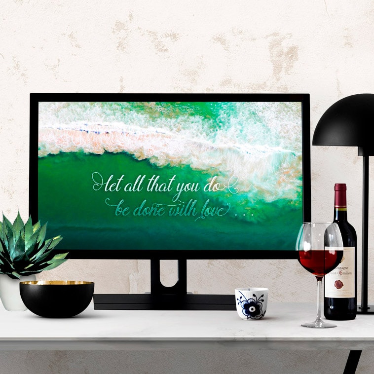 Do with Love Quote Ocean Waves Wallpaper Freebie